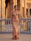 Elegant Silk Dress with Watercolor Floral Print