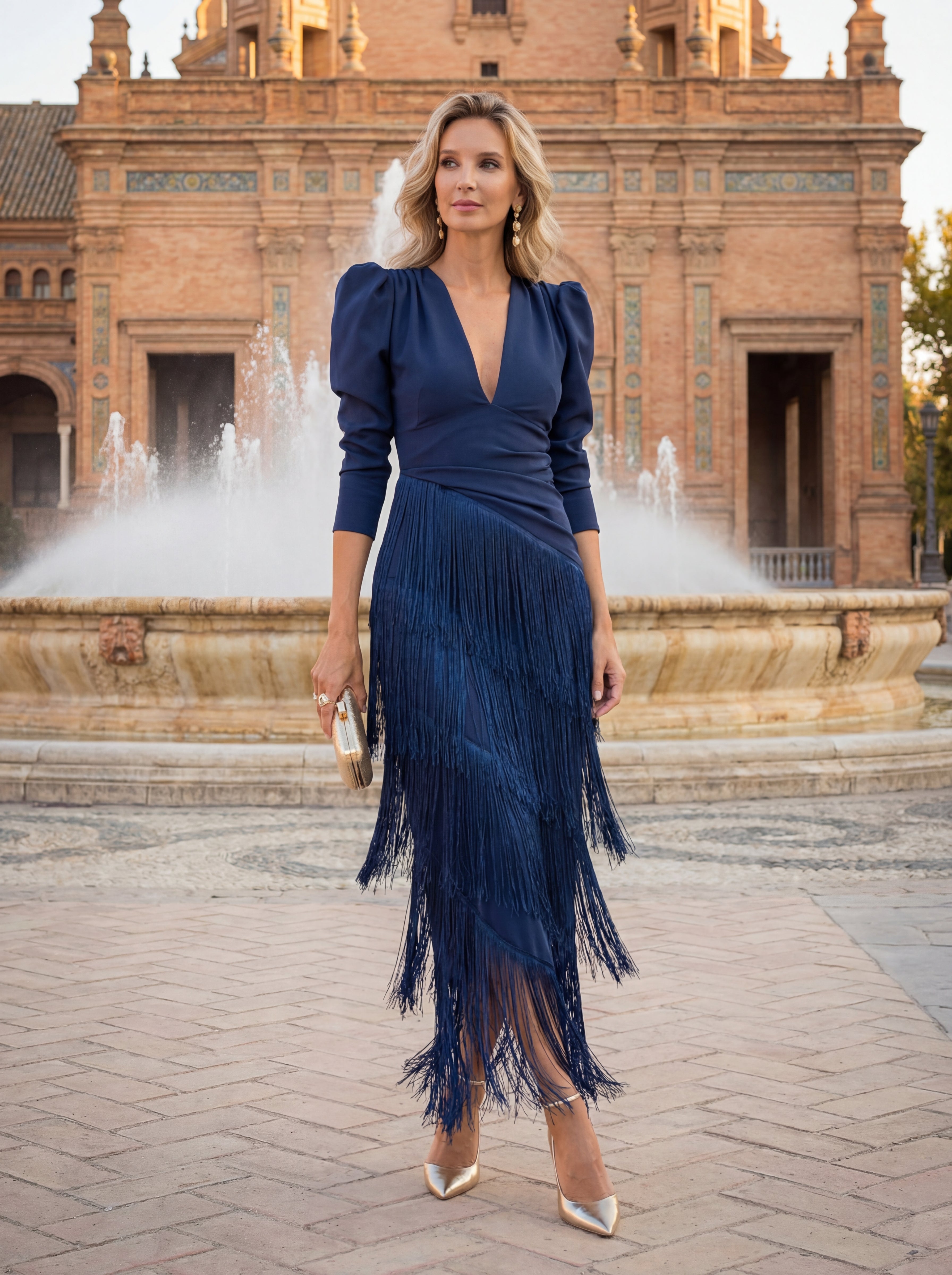 Flared Dress with Elegant Fringe