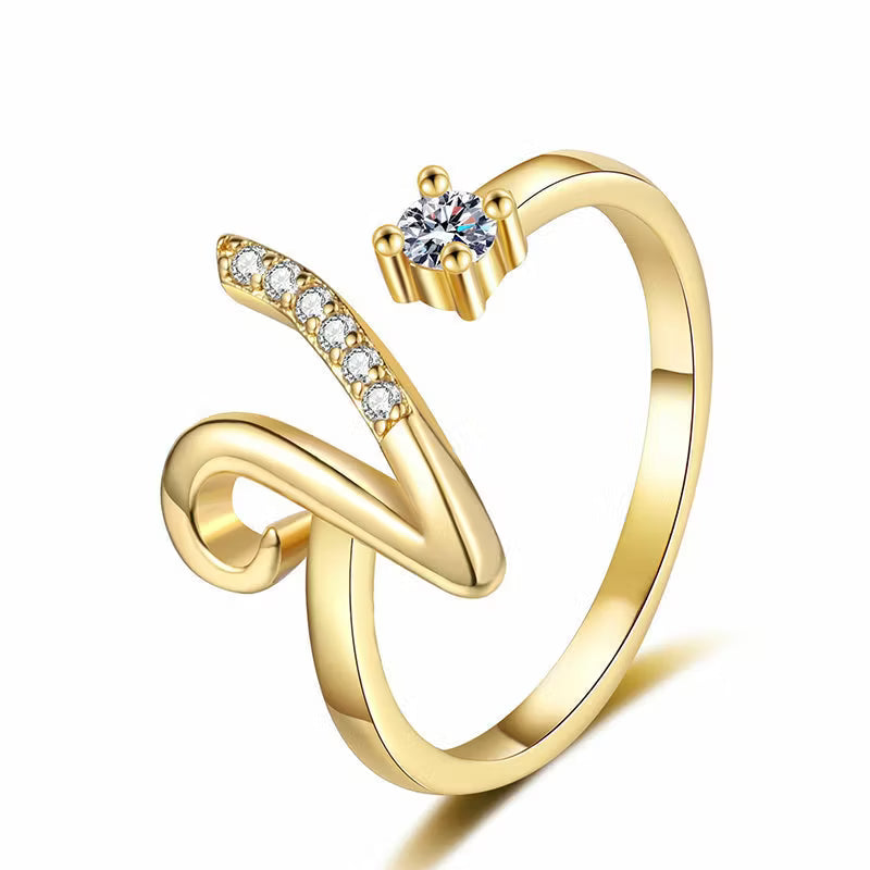 Personalized Initial Heart Ring