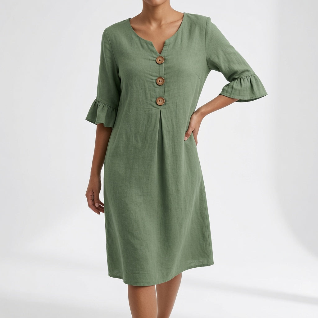 Flowy Button Front Dress Summer Elegance
