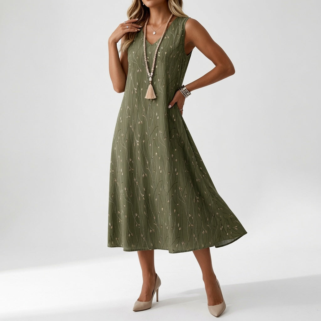 Printed Flowy Dress Summer Elegance