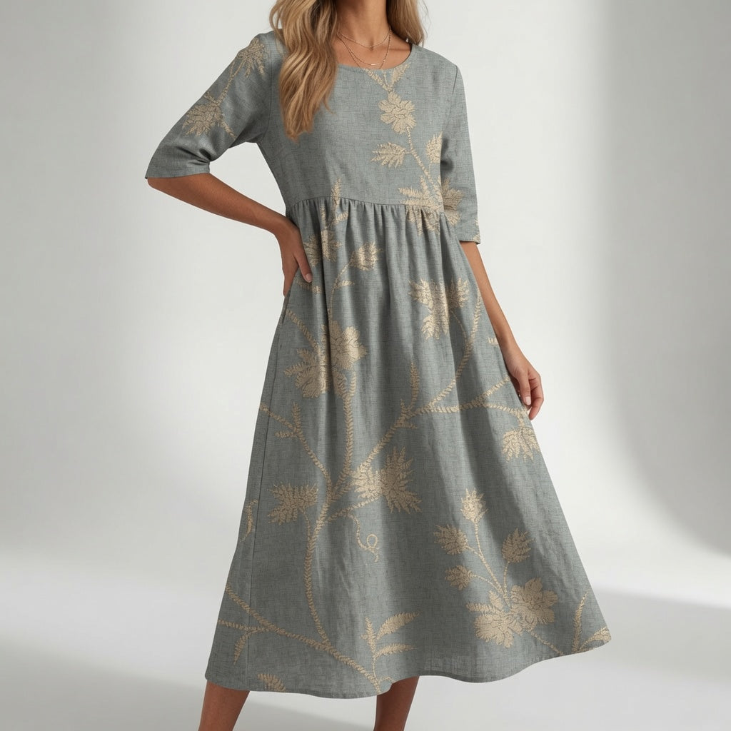 Flowy Floral V Neck Maxi Dress