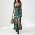 Floral Strappy Maxi Dress with Elegant Slit