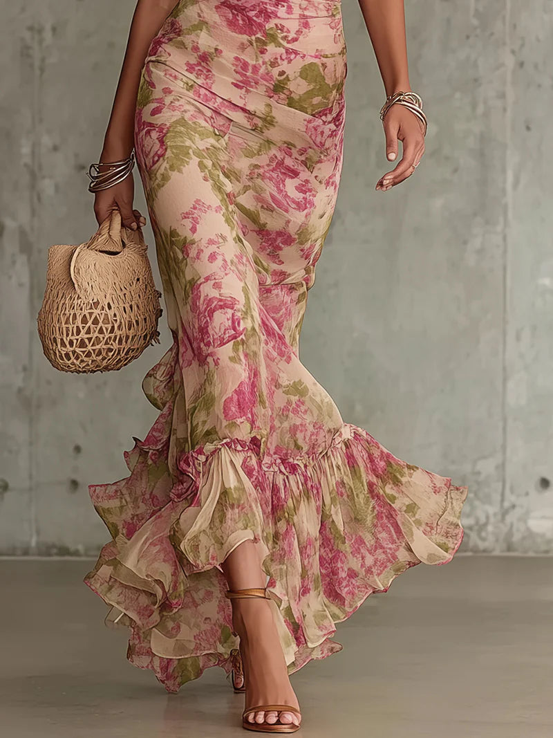 Maxi Dress with Vintage Rose Print - Rosalie