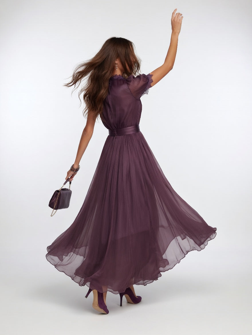 Flowy Maxi Dress Airy Elegance - Purple