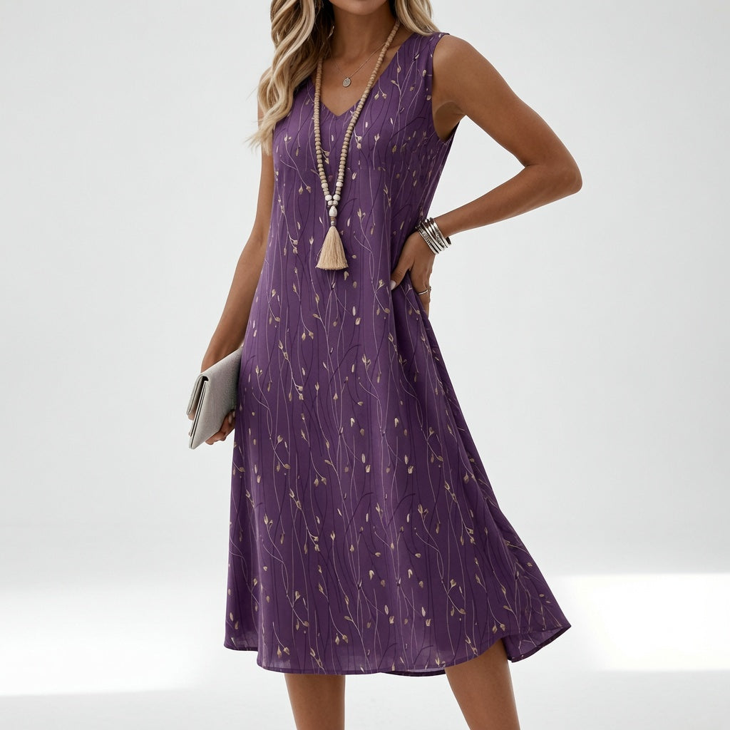 Printed Flowy Dress Summer Elegance