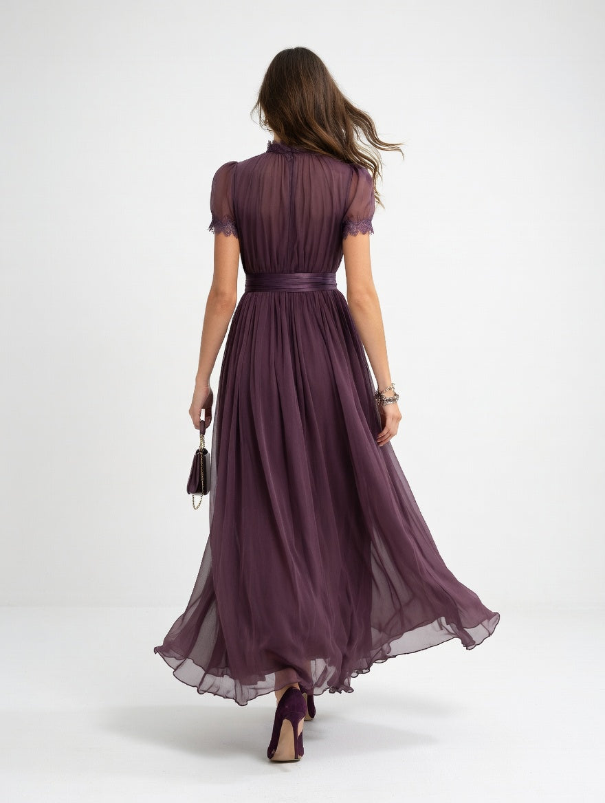 Flowy Maxi Dress Airy Elegance - Purple