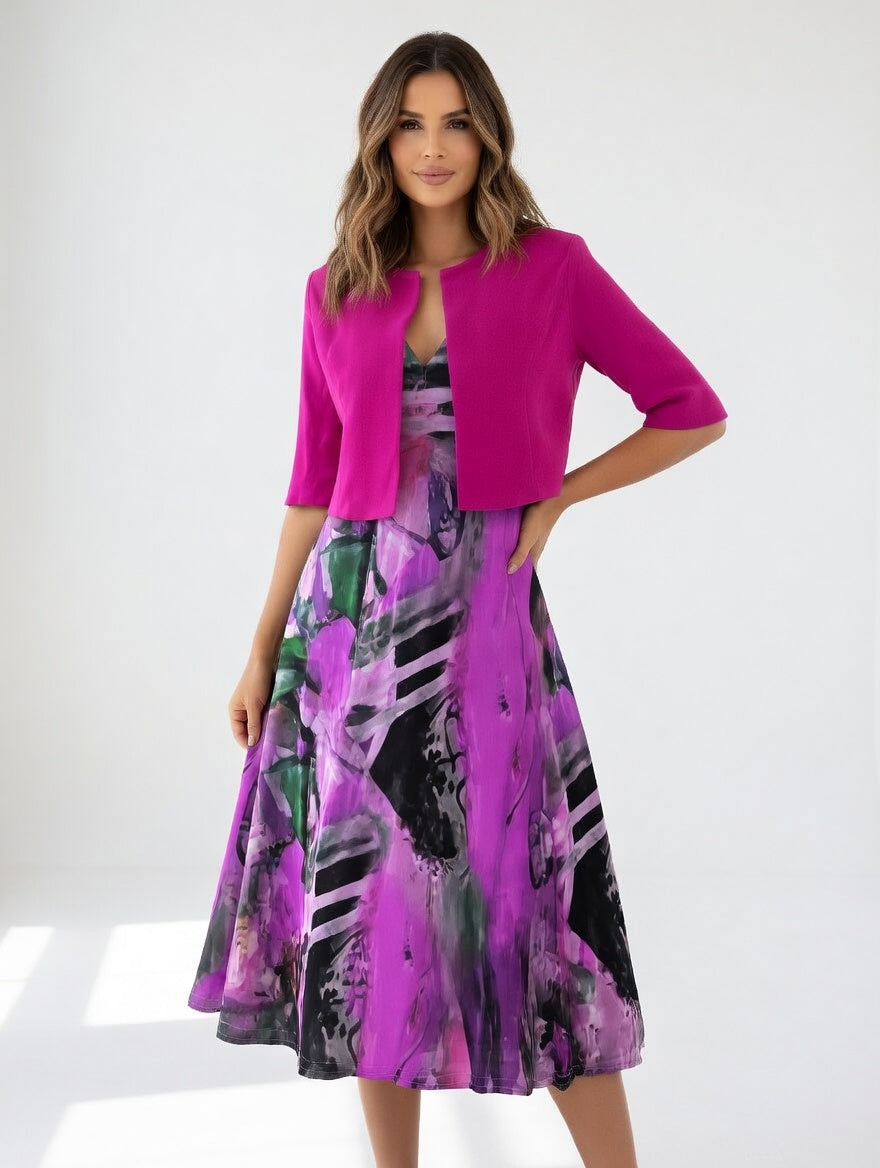 Elegant Flowy Printed Midi Dress