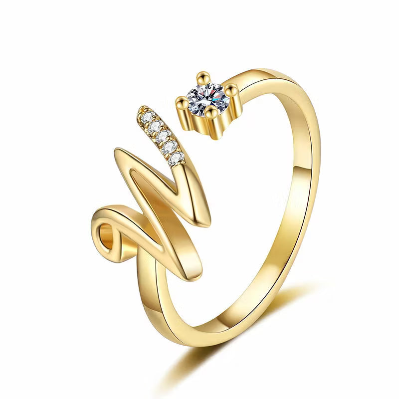 Personalized Initial Heart Ring