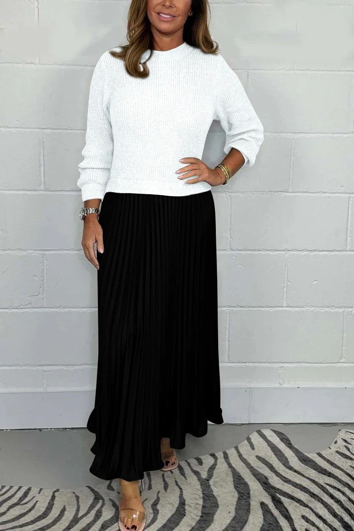 Pleated Sweater Dress Elegance and Comfort
