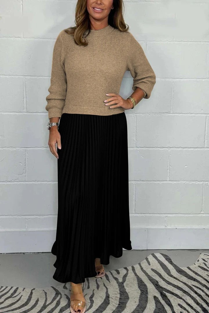 Pleated Sweater Dress Elegance and Comfort