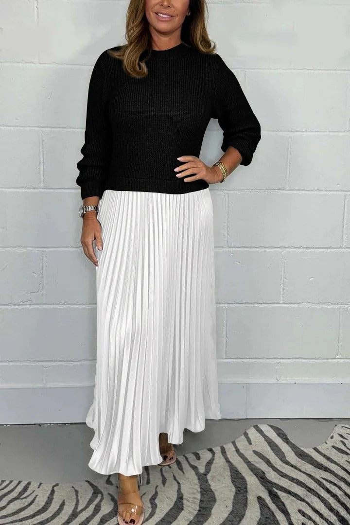 Pleated Sweater Dress Elegance and Comfort