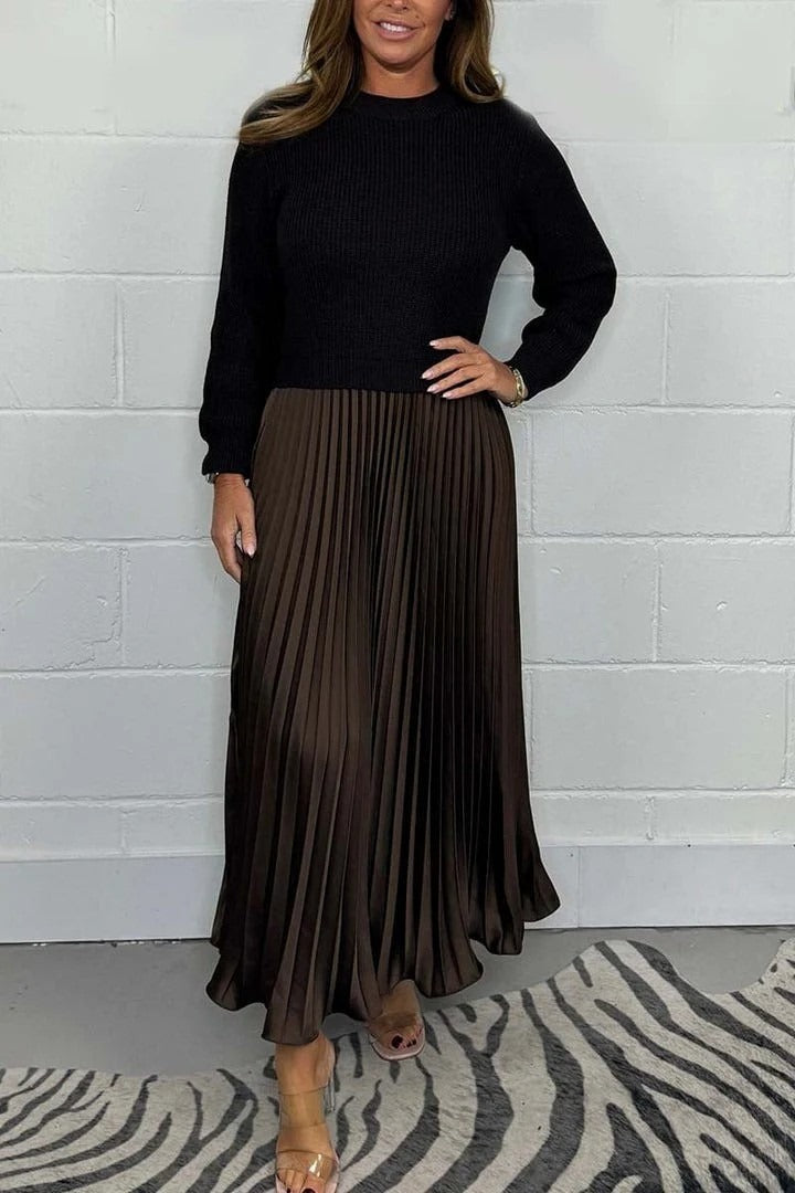 Pleated Sweater Dress Elegance and Comfort