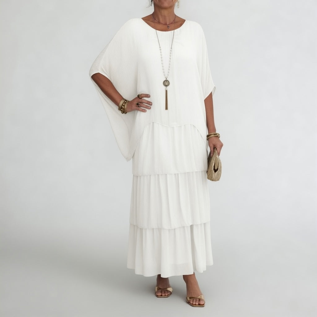 Flowy Bohemian Ruffle Maxi Dress