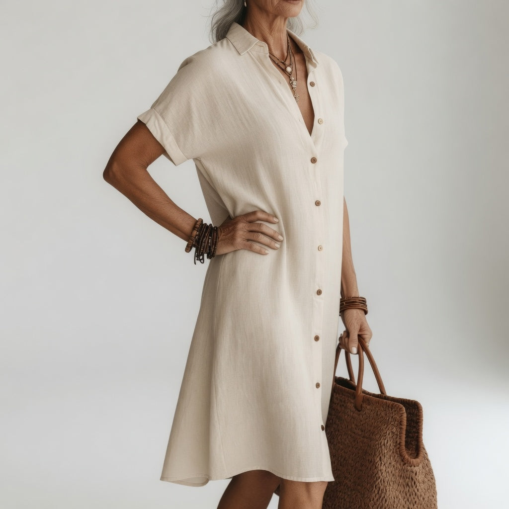 Premium Breathable Midi Shirt Dress Parisian Look