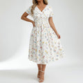 Floral Flowy Dress Romantic Elegance - White