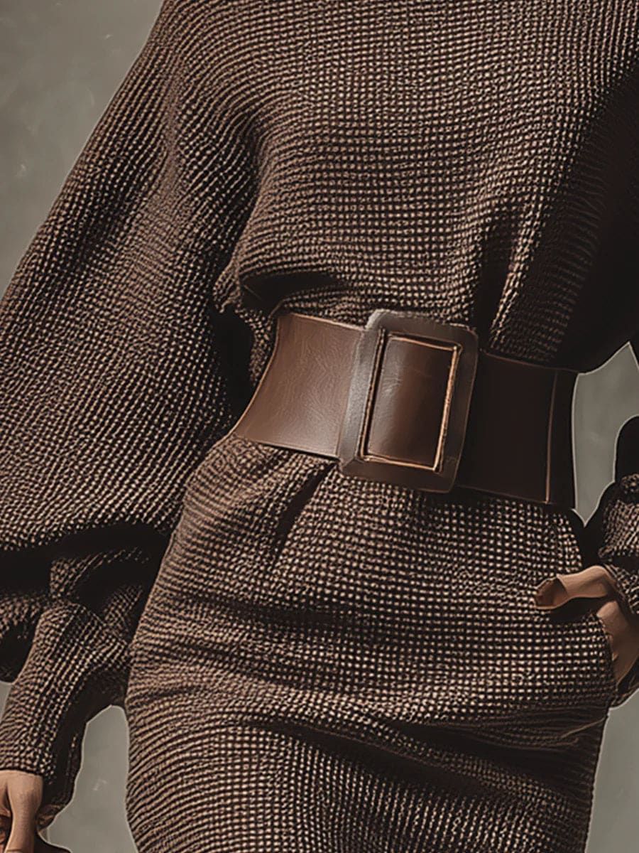 Elegant Belted Knit Dress