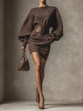 Elegant Belted Knit Dress
