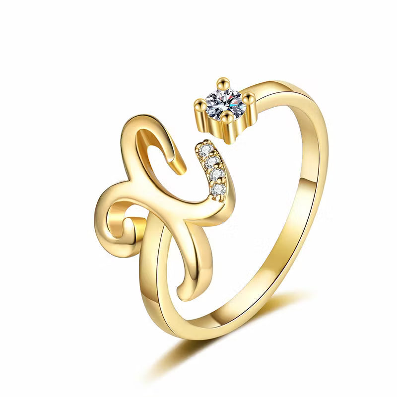 Personalized Initial Heart Ring