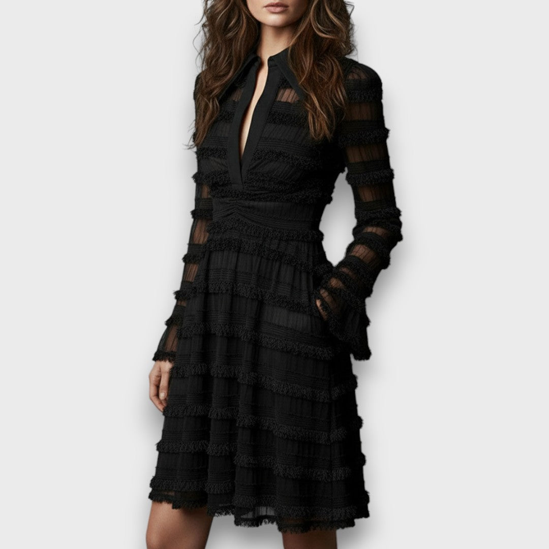 Elegant Black Dress with Refined Texture