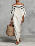Off Shoulder Maxi Dress with Batwing Sleeves - Aveline