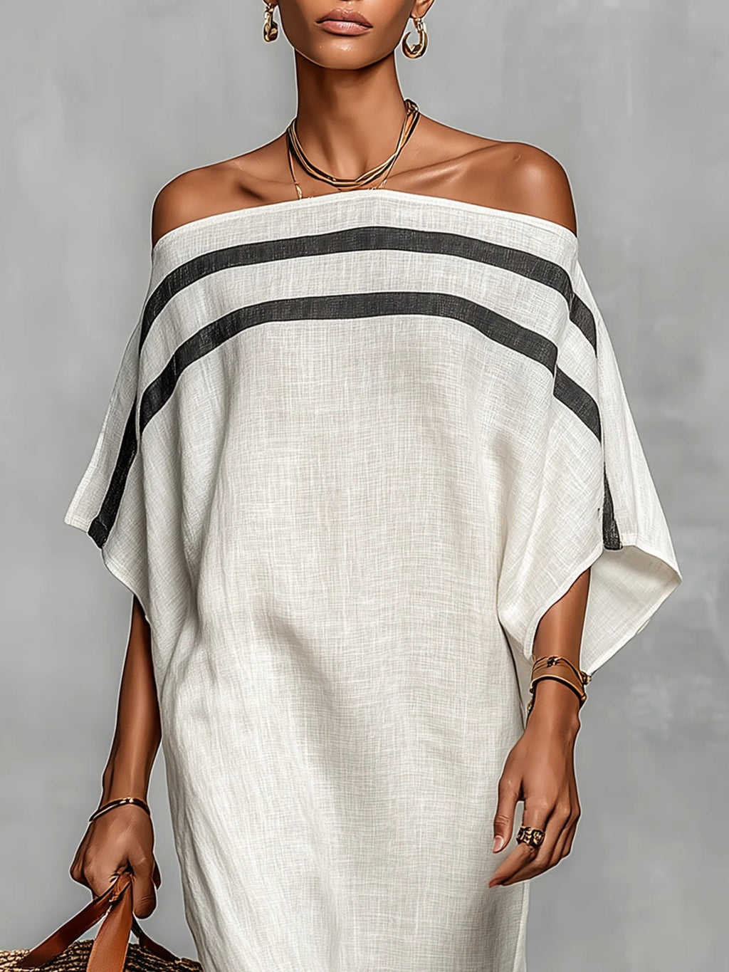 Off Shoulder Maxi Dress with Batwing Sleeves - Aveline