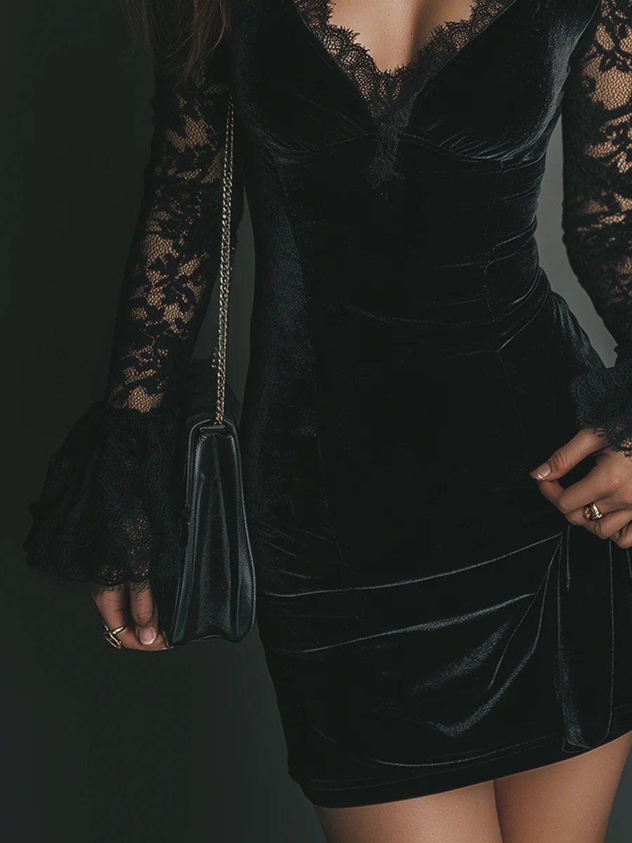 Velvet Dress with Magnetic Charm