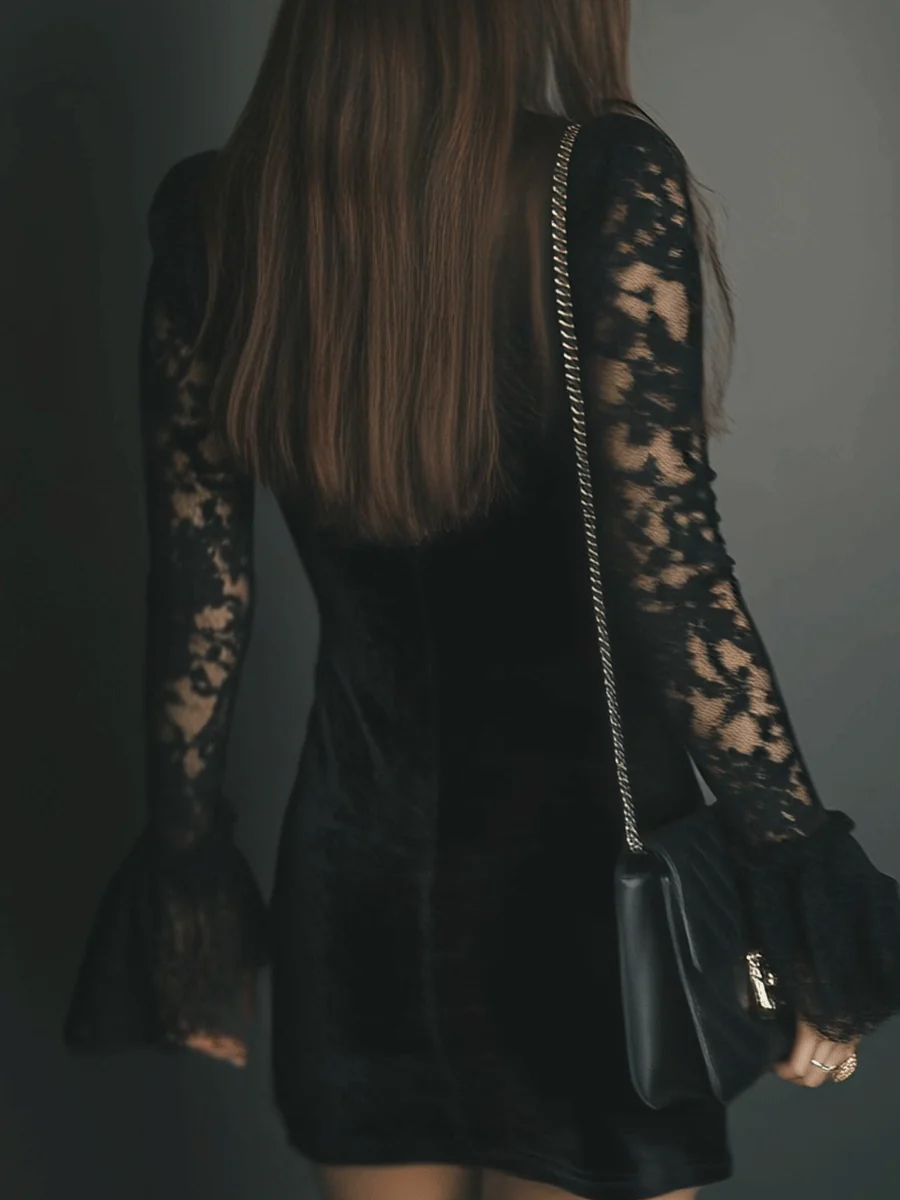 Velvet Dress with Magnetic Charm