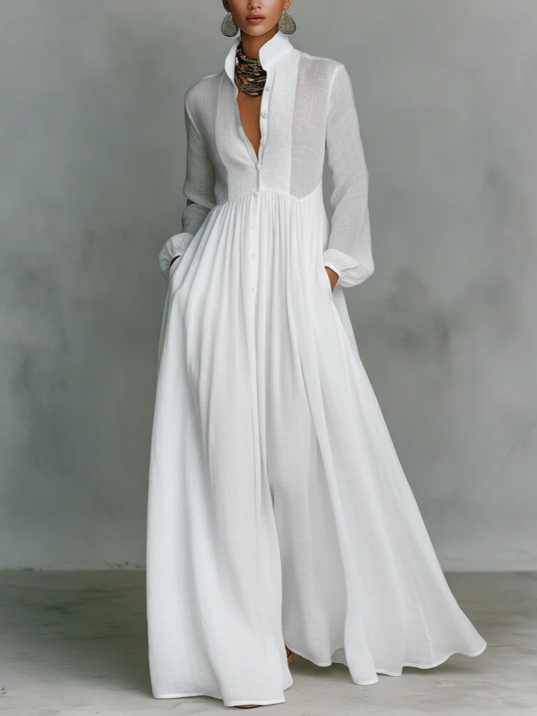 Minimalist High Neck Maxi Dress - Leonie