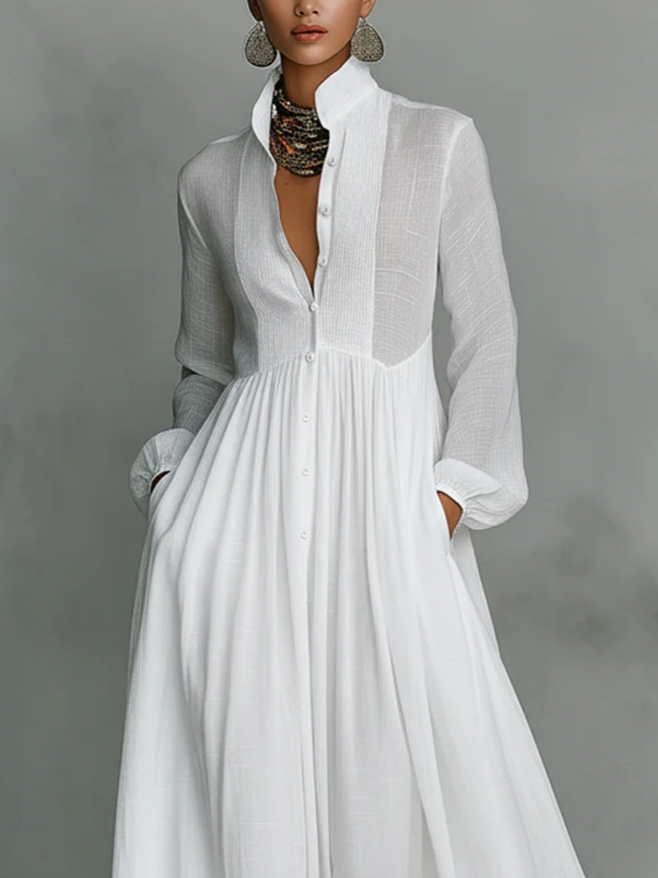 Minimalist High Neck Maxi Dress - Leonie