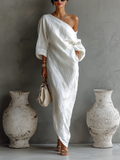Asymmetric Flowy Dress Natural Elegance