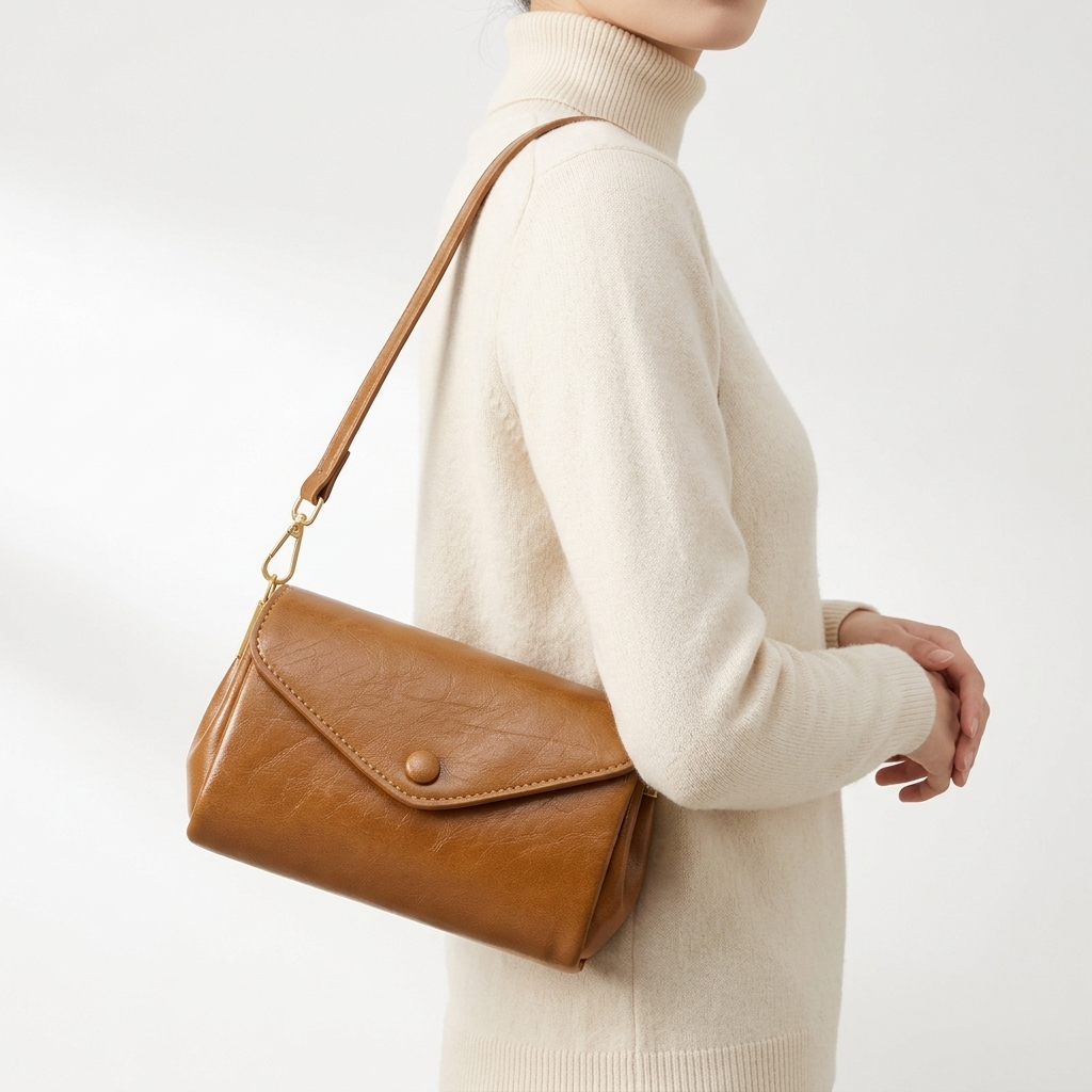 Leather Crossbody Bag Minimalist Elegance - Dark Brown