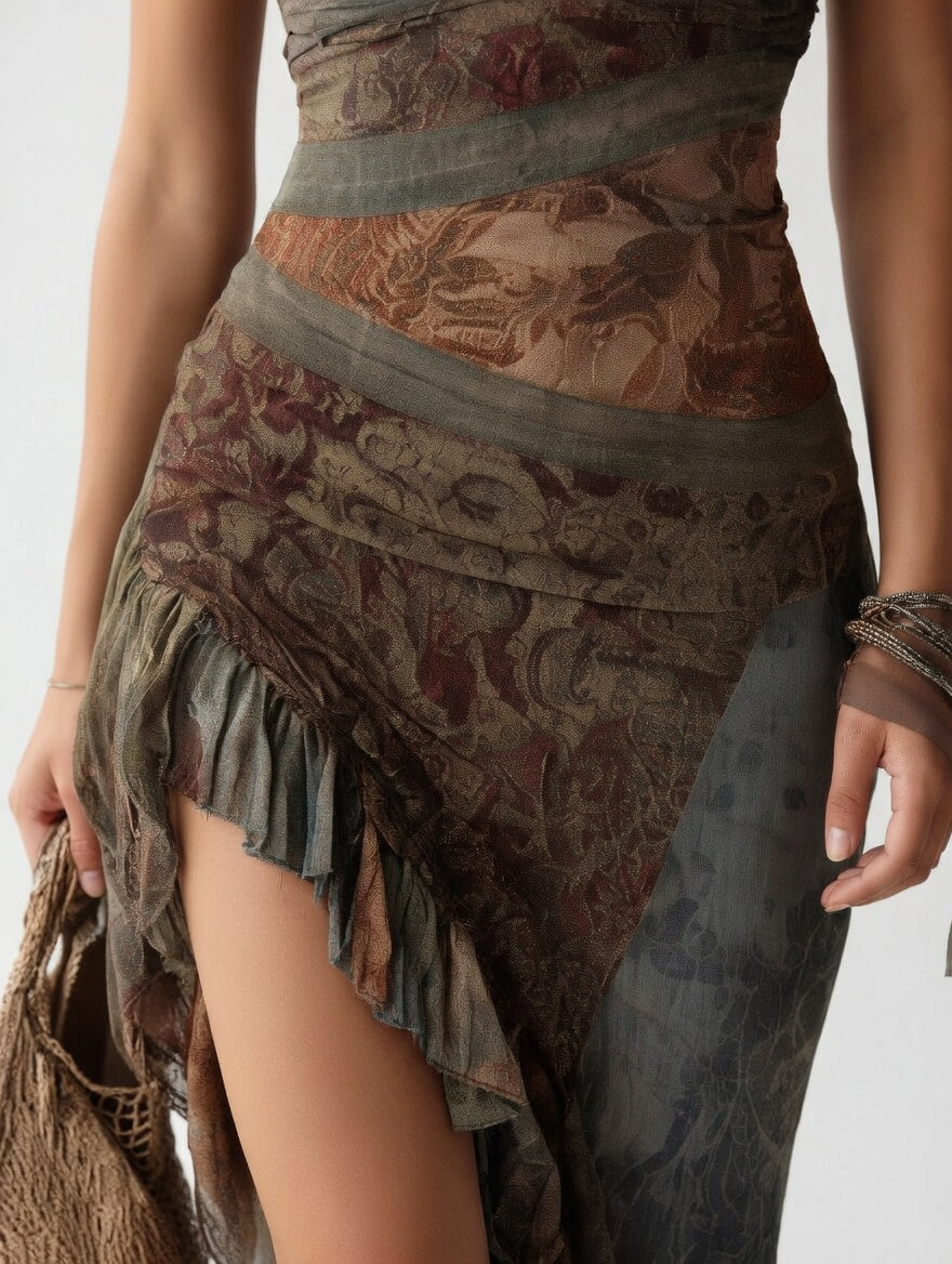 Asymmetric Bohemian Dress Sculpted Silhouette