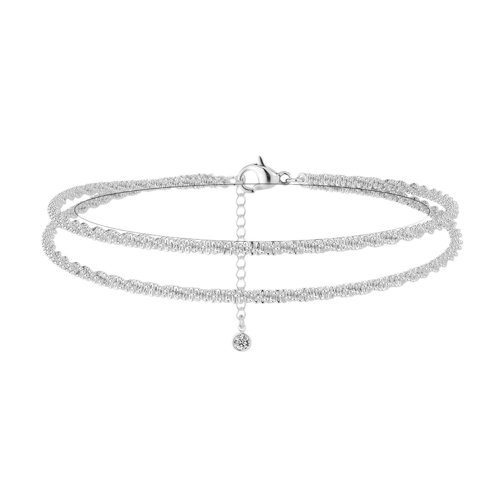 Gold and Silver Double Chain Anklet Minimalist Elegance