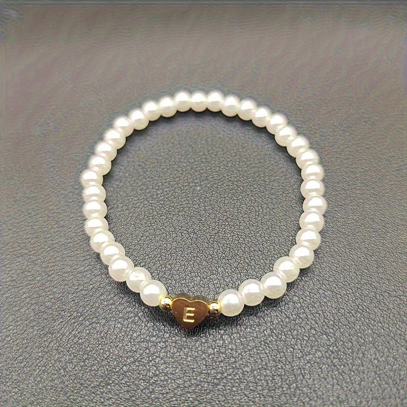 Chic Bracelet with Heart Initial A to Z