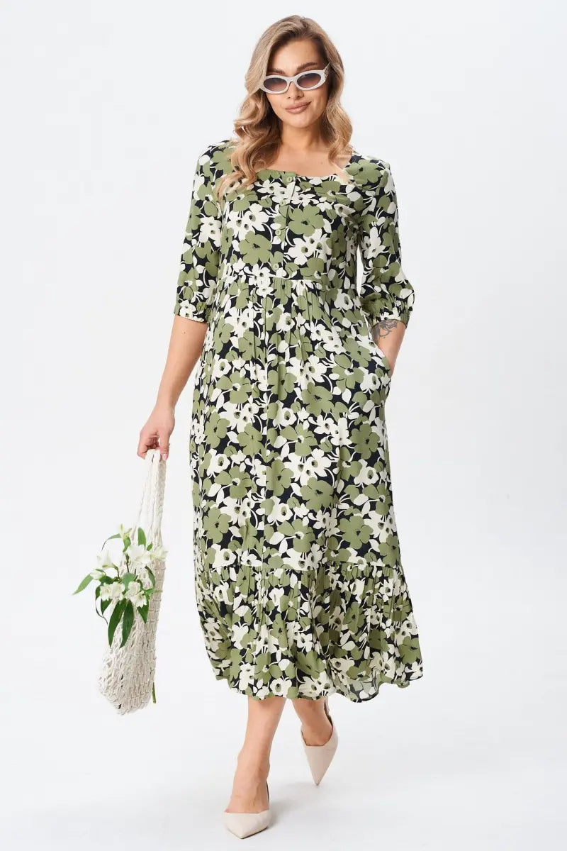 Elegant Feminine Floral Midi Dress