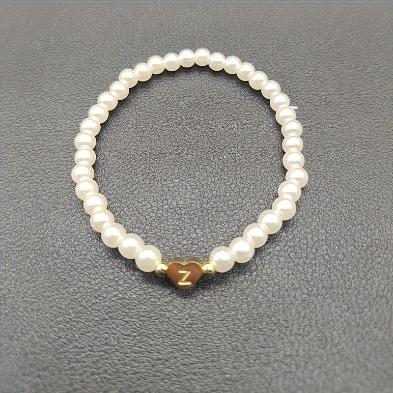 Chic Bracelet with Heart Initial A to Z