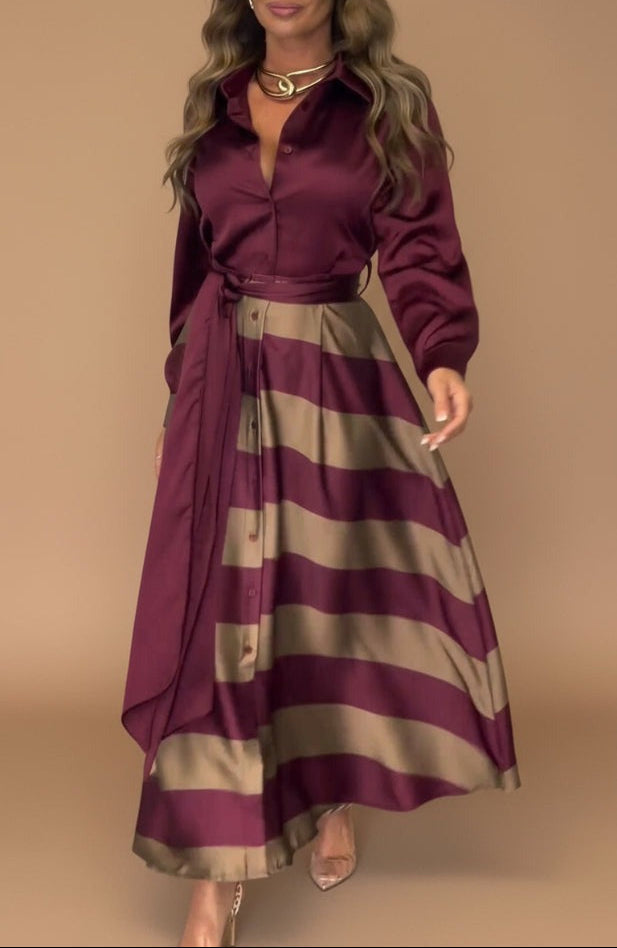 Striped Maxi Dress with Lace