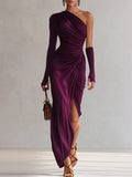 Draped One Shoulder Maxi Dress