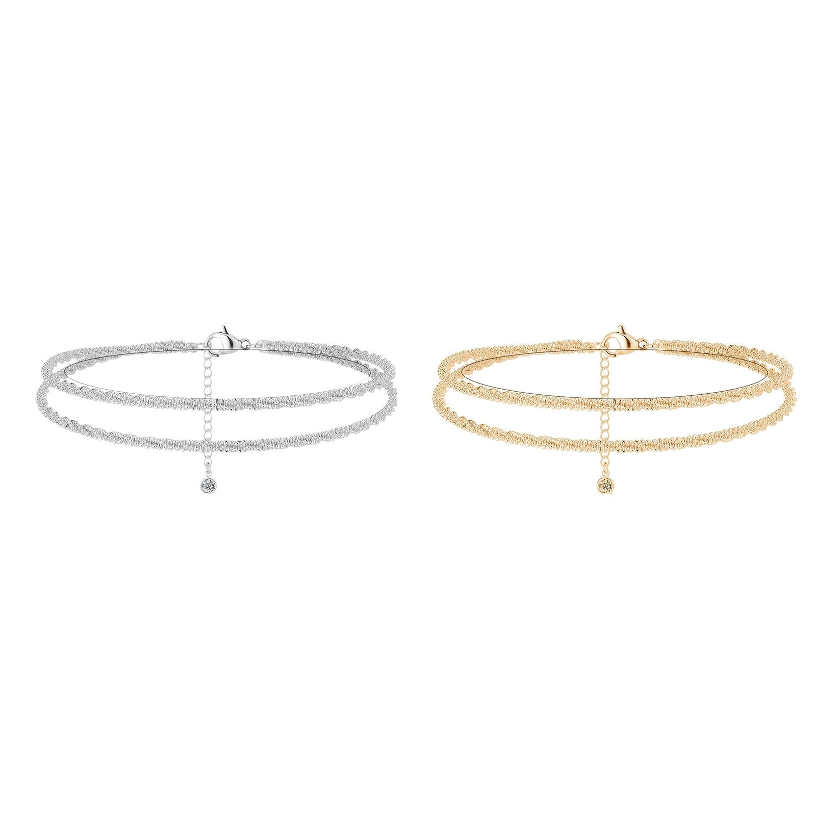 Gold and Silver Double Chain Anklet Minimalist Elegance