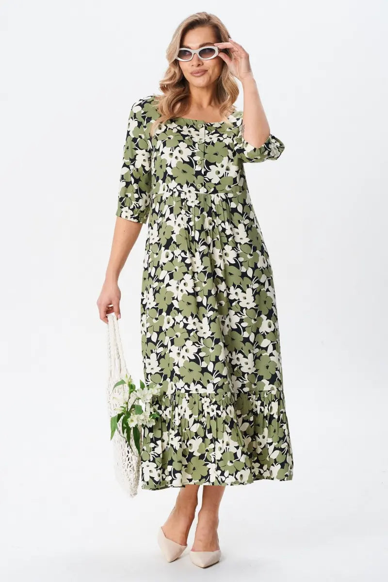 Elegant Feminine Floral Midi Dress