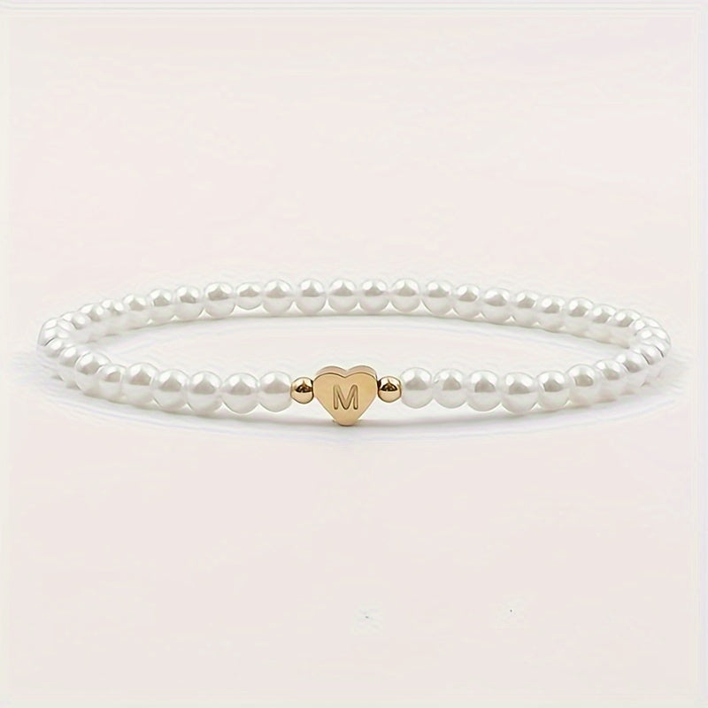 Chic Bracelet with Heart Initial A to Z