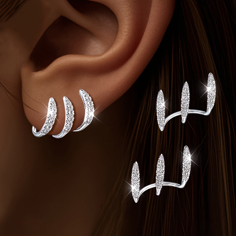 Elegant Three Prong Rhinestone Earrings