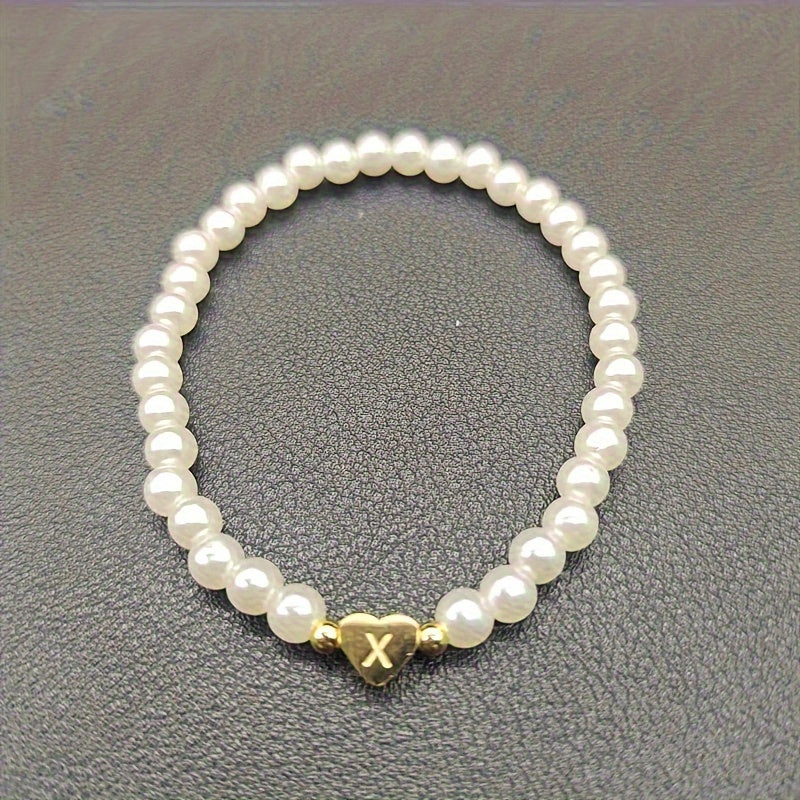 Chic Bracelet with Heart Initial A to Z