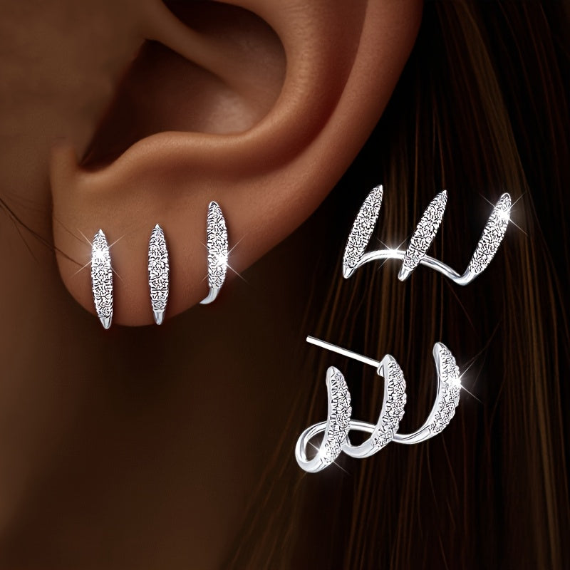 Elegant Three Prong Rhinestone Earrings