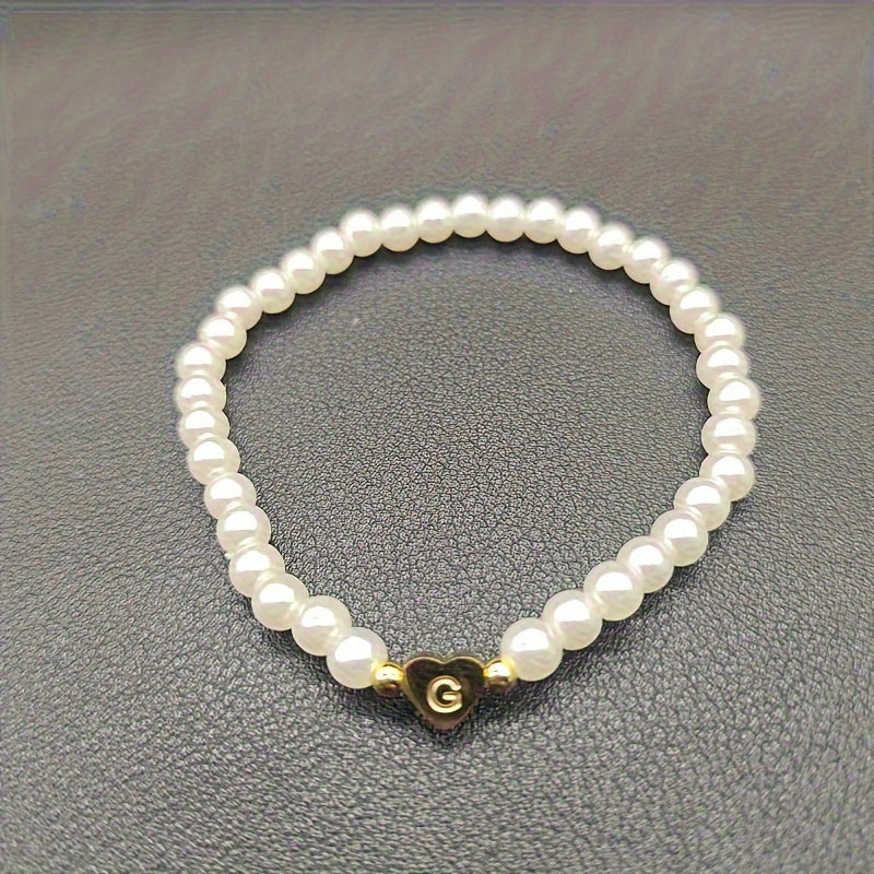 Chic Bracelet with Heart Initial A to Z