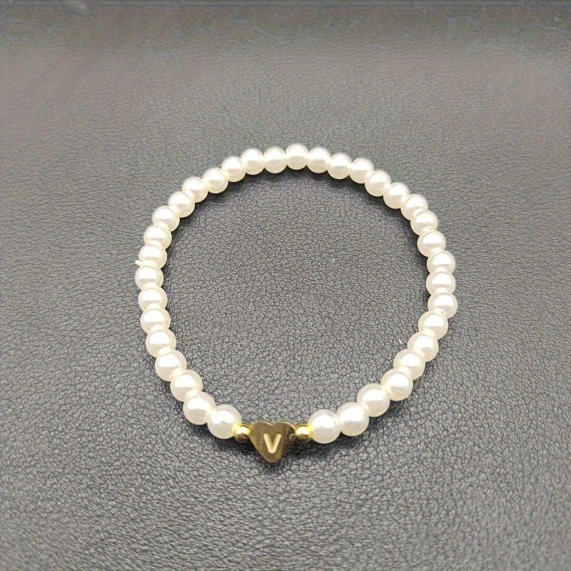 Chic Bracelet with Heart Initial A to Z