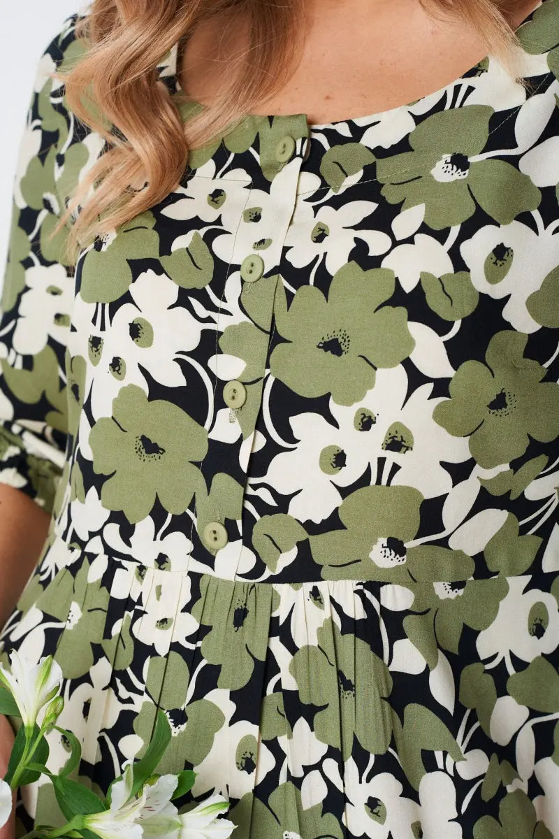 Elegant Feminine Floral Midi Dress
