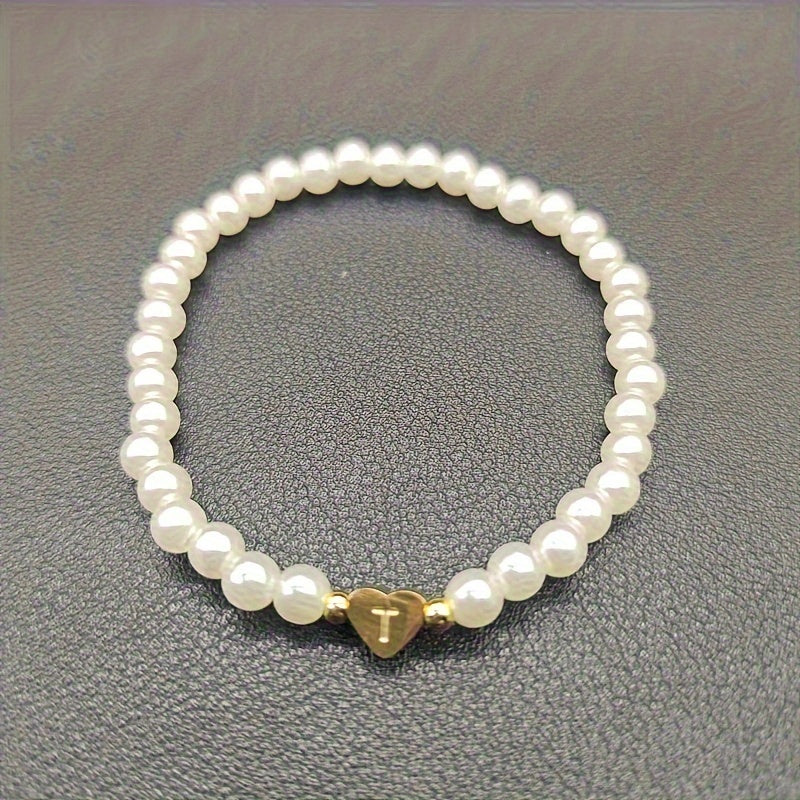 Chic Bracelet with Heart Initial A to Z
