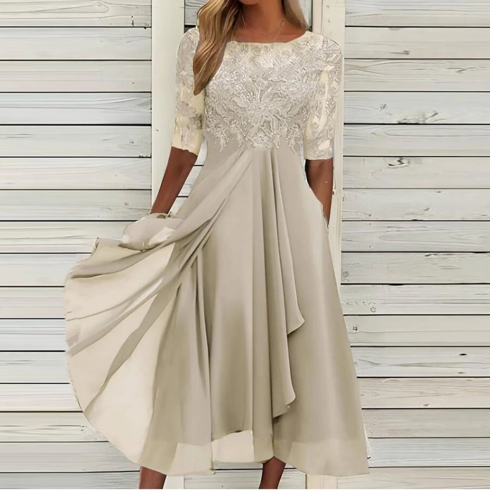 Elegant Lace Midi Dress